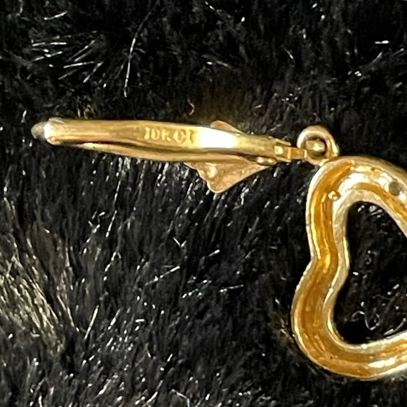 🔥Vintage 10K CI Diamond Heart Danglers - Picture 8 of 9